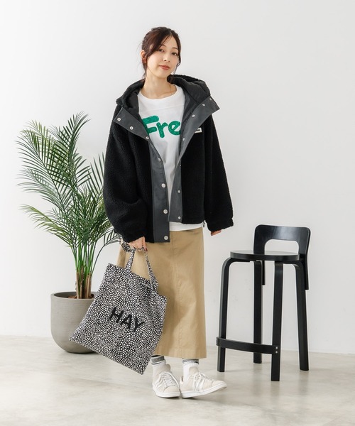 CONVERSE（コンバース）の「【CONVERSE/コンバース】ボア 切り替え フードジャケット（ブルゾン・レディース・アイボリー/ピンク/ブラック/ライトブラウン・LARGE/MEDIUM）」の15枚目の写真