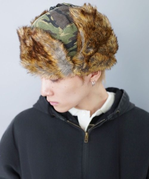 SPINNS(スピンズ)の「2WAYカモフラージュ柄フライトキャップ/防寒/耳当て付き/アビエーター帽/ユニセックス(キャップ・メンズ・カモフラージュ/その他・ONESIZE)」の1枚目の写真