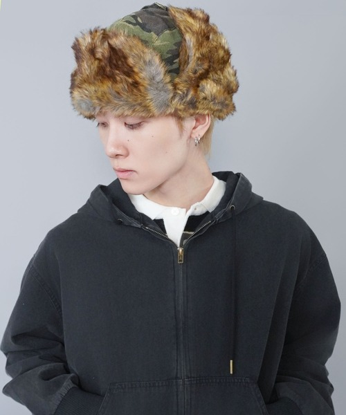 SPINNS(スピンズ)の「2WAYカモフラージュ柄フライトキャップ/防寒/耳当て付き/アビエーター帽/ユニセックス(キャップ・メンズ・カモフラージュ/その他・ONESIZE)」の9枚目の写真