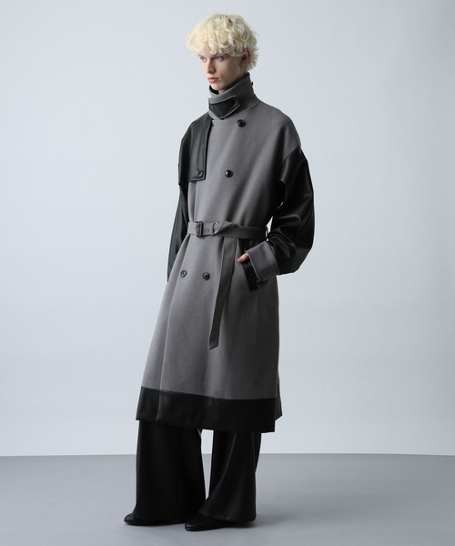 HARE（ハレ）の「ウーリーテックキリカエトレンチコート(HARE)（トレンチコート・メンズ・パープル/ブラック/ブルー/グレー・MEDIUM/SMALL）」の10枚目の写真