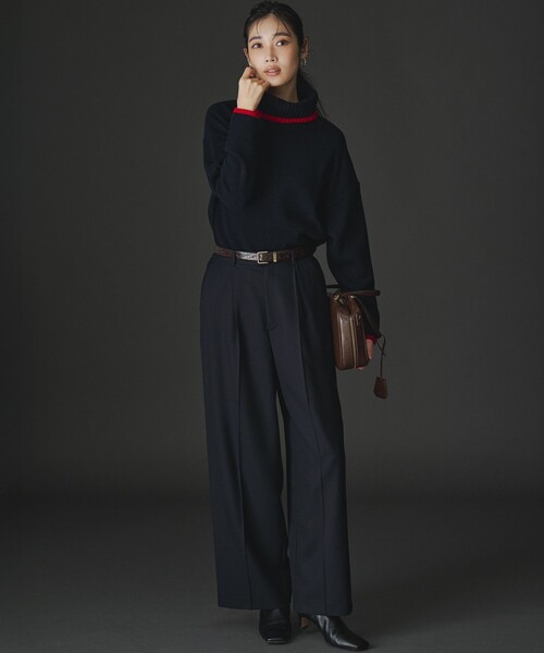 セール】ウールカシミヤ コンビカラー オフタートル ニット（ニット