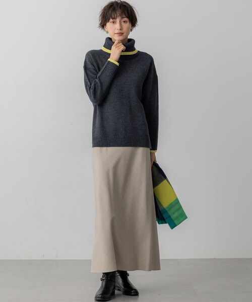 セール】ウールカシミヤ コンビカラー オフタートル ニット（ニット