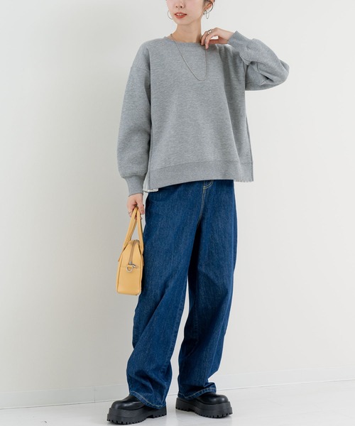 ANNA LUNA(アンナルナ)の「【ANNA LUNA】着るだけでレイヤード見え! 裏起毛 サイドジップ プルオーバー(Tシャツ/カットソー・レディース・ブラック/グレー・MEDIUM)」の11枚目の写真