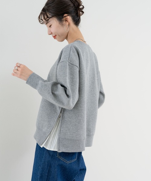ANNA LUNA(アンナルナ)の「【ANNA LUNA】着るだけでレイヤード見え! 裏起毛 サイドジップ プルオーバー(Tシャツ/カットソー・レディース・ブラック/グレー・MEDIUM)」の10枚目の写真