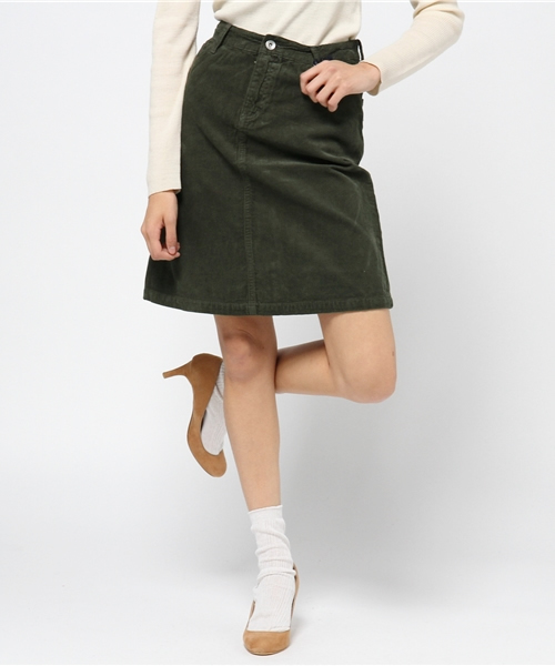 Kastane（カスタネ）の「コーデュロイ台形SK（スカート・レディース・インディゴブルー/カーキ/アイボリー・1/2）」の15枚目の写真