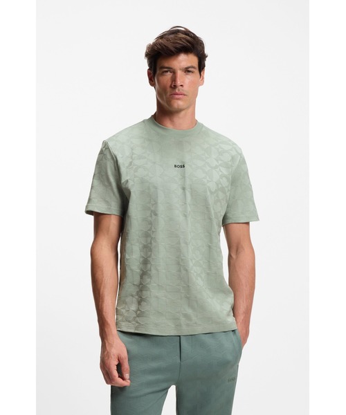 BOSS(ボス)の「リラックスフィットTシャツ コットン サークルジャカード(Tシャツ/カットソー・メンズ・グリーン/ブラック・L/XXL/M/S/XL/XXXL)」の1枚目の写真