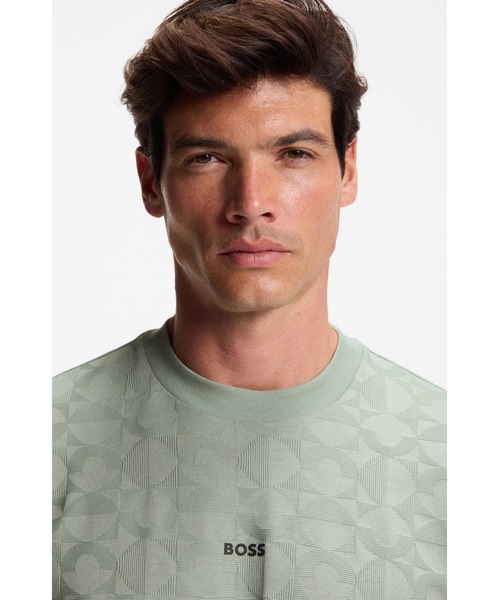 BOSS(ボス)の「リラックスフィットTシャツ コットン サークルジャカード(Tシャツ/カットソー・メンズ・グリーン/ブラック・L/XXL/M/S/XL/XXXL)」の9枚目の写真