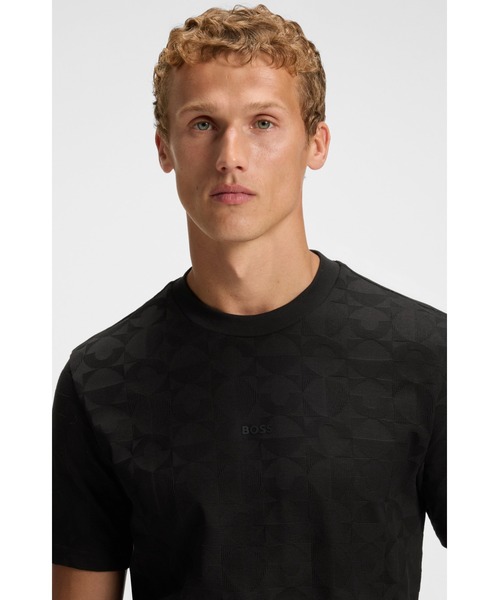 BOSS(ボス)の「リラックスフィットTシャツ コットン サークルジャカード(Tシャツ/カットソー・メンズ・グリーン/ブラック・L/XXL/M/S/XL/XXXL)」の5枚目の写真
