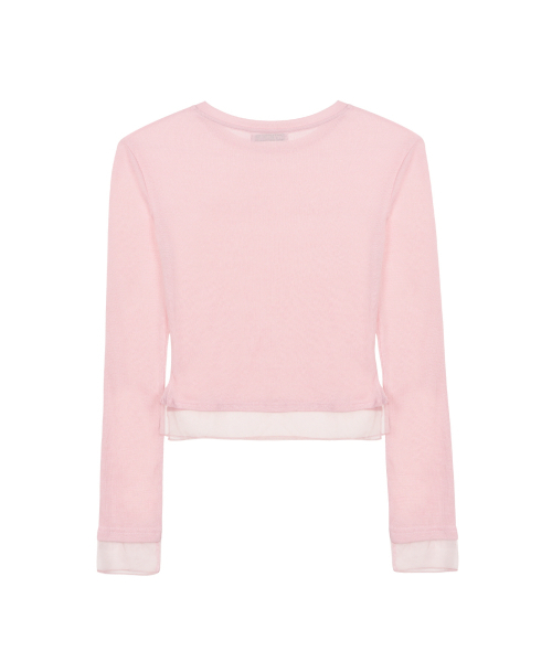 NICK&NICOLE(ニックアンドニコール)の「NICOLE SHEER LAYERED LOGO SLEEVE TOP_PINK(Tシャツ/カットソー・レディース・その他・FREE)」の2枚目の写真
