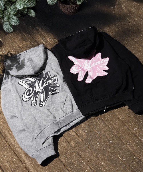 #MEMORY(メモリー)の「【MEMORY】ヘビーウェイト アイアンクロス ダブルZIPパーカー / Iron Cross Double-Zip Hoodie(パーカー・メンズ・ブラック/グレー・M/L/XL)」の3枚目の写真
