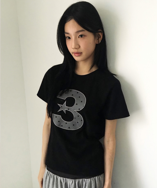  ドット スリムフィット Tシャツ ブラック Lサイズ 3 logoドットスリムフィットTシャツ[ブラック]（Tシャツ/カットソー