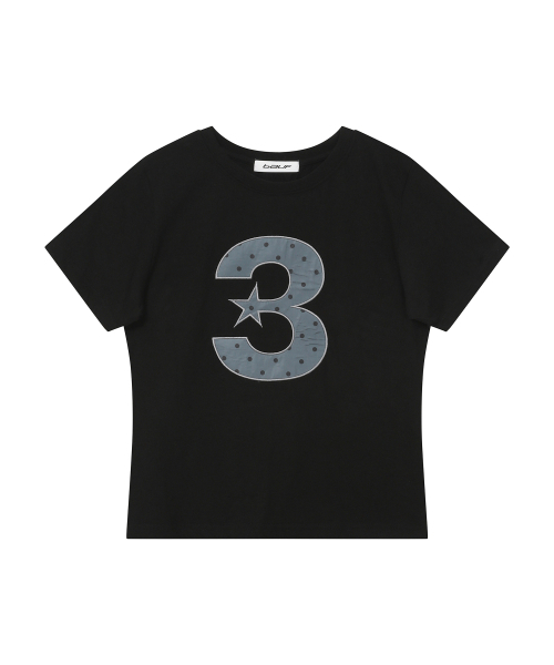 BAUF（バウフ）の「3 logoドットスリムフィットTシャツ[ブラック]（Tシャツ/カットソー・レディース・その他・FREE）」の2枚目の写真