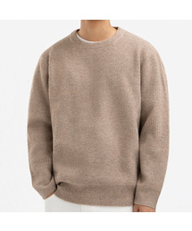 UNDEROFF（アンダーオフ）の「リラックスフィットデイリーラウンドニットベージュ（ニット/セーター）」