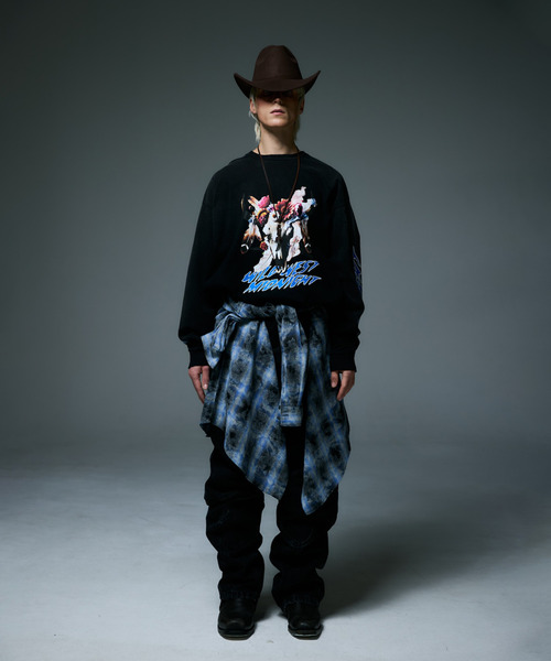 LIBERE(リベーレ)の「LIBERE リベーレ / MIDNIGHT BISON LONG SLEEVE T-SHIRTS ミッドナイトバイソングラフィックプリントロンT / 255210(Tシャツ/カットソー・メンズ・ブラック・SMALL/MEDIUM/LARGE)」の2枚目の写真