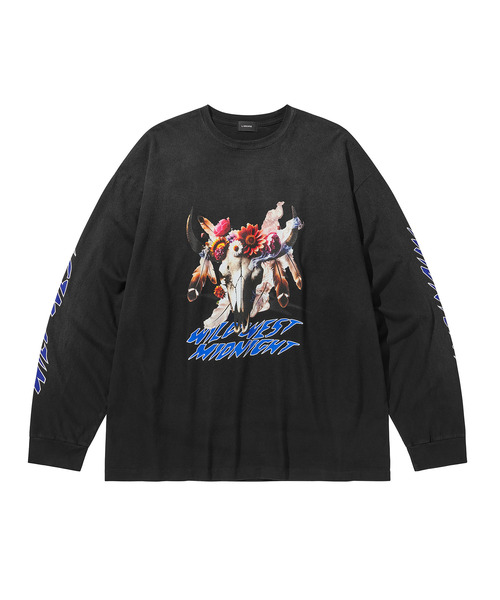 LIBERE(リベーレ)の「LIBERE リベーレ / MIDNIGHT BISON LONG SLEEVE T-SHIRTS ミッドナイトバイソングラフィックプリントロンT / 255210(Tシャツ/カットソー・メンズ・ブラック・SMALL/MEDIUM/LARGE)」の4枚目の写真