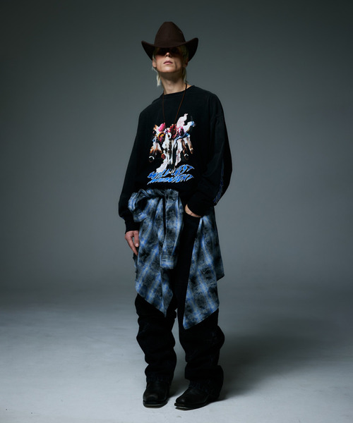 LIBERE(リベーレ)の「LIBERE リベーレ / MIDNIGHT BISON LONG SLEEVE T-SHIRTS ミッドナイトバイソングラフィックプリントロンT / 255210(Tシャツ/カットソー・メンズ・ブラック・SMALL/MEDIUM/LARGE)」の12枚目の写真