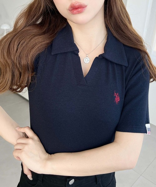moment+ — U.S. POLO ASSN. — фирменная футболка с刺繍, короткий рукав, кат‑соер