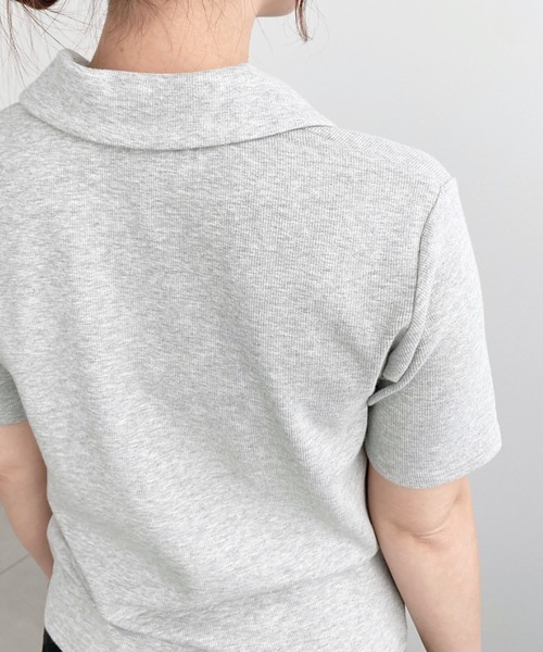 U.S. POLO ASSN.(ユーエスポロアッスン)の「moment+別注【U.S.POLO ASSN.】ワンポイント刺繍スキッパー衿半袖カットソー(Tシャツ/カットソー・レディース・杢グレー/アイボリー/ブラック/ネイビー・M/L)」の21枚目の写真
