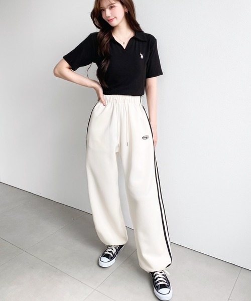 U.S. POLO ASSN.(ユーエスポロアッスン)の「moment+別注【U.S.POLO ASSN.】ワンポイント刺繍スキッパー衿半袖カットソー(Tシャツ/カットソー・レディース・杢グレー/アイボリー/ブラック/ネイビー・M/L)」の11枚目の写真