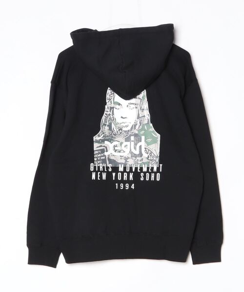 X-girl（エックスガール）の「COLLAGE CAMO FACE ZIP UP SWEAT HOODIE