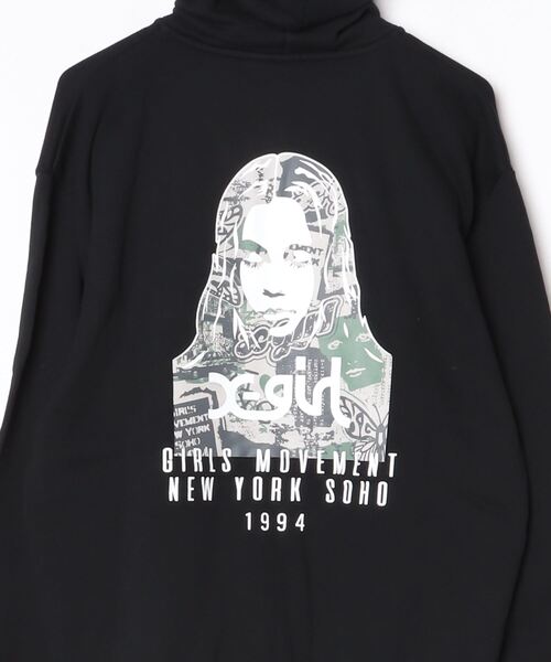 X-girl（エックスガール）の「COLLAGE CAMO FACE ZIP UP SWEAT HOODIE（パーカー・レディース・アッシュ/ブラック/ネイビー・S/M）」の13枚目の写真