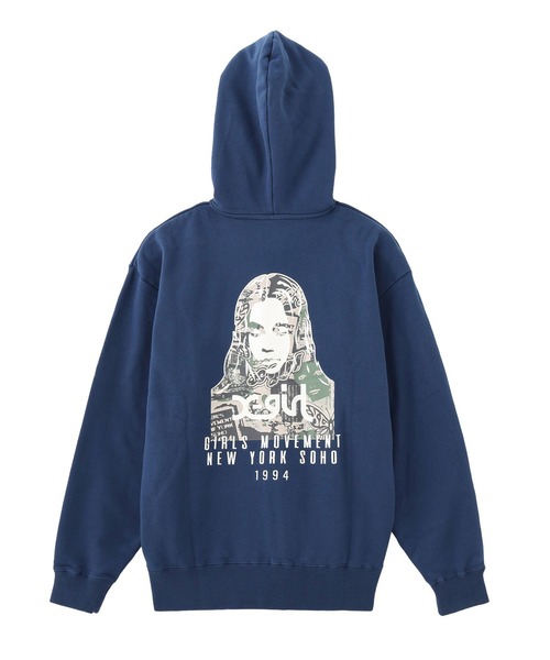 X-girl（エックスガール）の「COLLAGE CAMO FACE ZIP UP SWEAT HOODIE