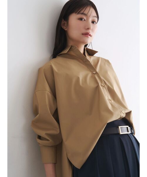 TONAL(トーナル)の「オーバーシャツ(シャツ/ブラウス・レディース・ブラウン/ピンク/ブルー/オフホワイト/グレー/ブラック/ベージュ・MEDIUM)」の6枚目の写真