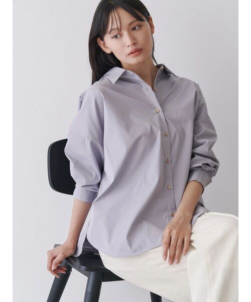 TONAL(トーナル)の「オーバーシャツ(シャツ/ブラウス・レディース・ブラウン/ピンク/ブルー/オフホワイト/グレー/ブラック/ベージュ・MEDIUM)」の4枚目の写真