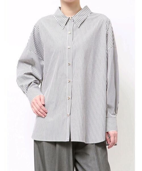 TONAL(トーナル)の「オーバーシャツ(シャツ/ブラウス・レディース・ブラウン/ピンク/ブルー/オフホワイト/グレー/ブラック/ベージュ・MEDIUM)」の3枚目の写真