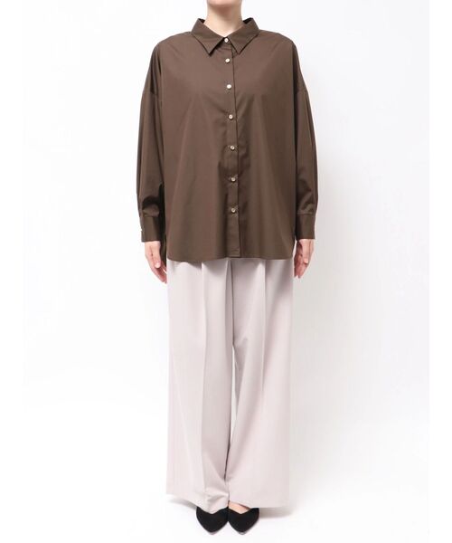 TONAL(トーナル)の「オーバーシャツ(シャツ/ブラウス・レディース・ブラウン/ピンク/ブルー/オフホワイト/グレー/ブラック/ベージュ・MEDIUM)」の13枚目の写真