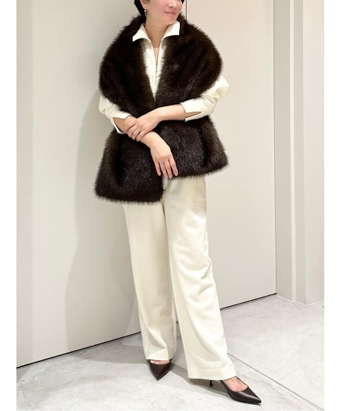 ESTNATION(エストネーション)の「ESTNATION / エコファーストール《EXCLUSIVE》(ストール/ショール・レディース・ダークブラウン/ライトブラウン・FREE)」の8枚目の写真