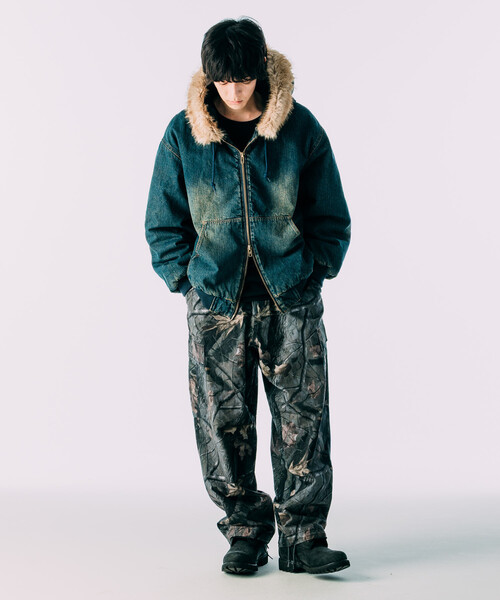 FREAK'S STORE（フリークスストア）の「【ファー脱着可能】2way フェイクファー ジップアップ 中綿 フードブルゾン/中綿ジップパーカー（ブルゾン・メンズ・ブラック/ブラウン/ブルー・MEDIUM/LARGE）」の5枚目の写真