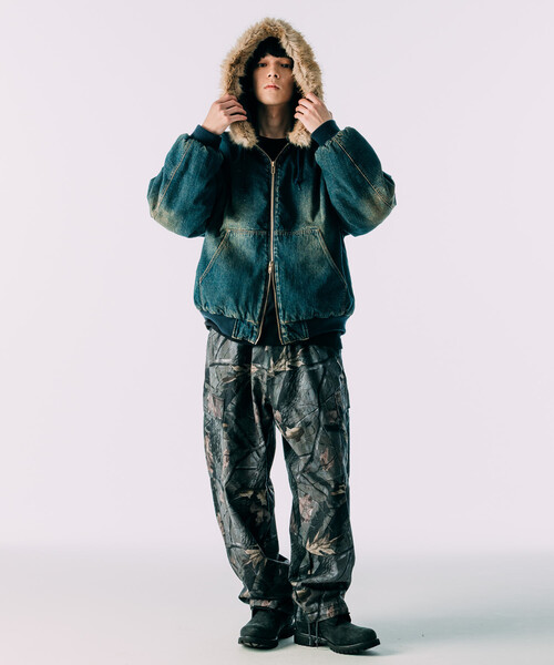 ファー脱着可能】2way フェイクファー ジップアップ 中綿 フード