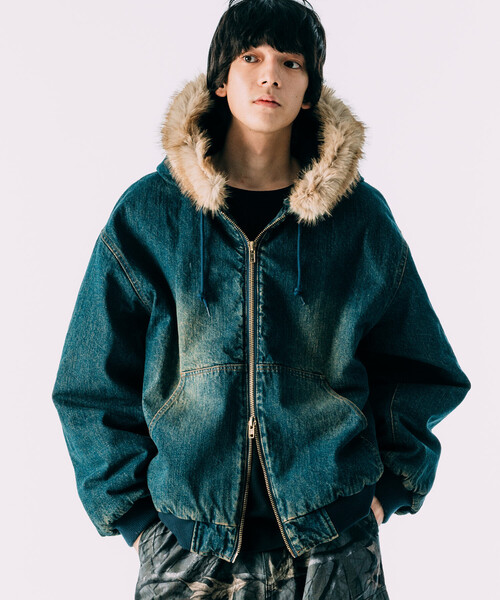 FREAK'S STORE（フリークスストア）の「【ファー脱着可能】2way フェイクファー ジップアップ 中綿 フードブルゾン/中綿ジップパーカー（ブルゾン・メンズ・ブラック/ブラウン/ブルー・MEDIUM/LARGE）」の9枚目の写真