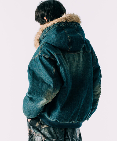 FREAK'S STORE（フリークスストア）の「【ファー脱着可能】2way フェイクファー ジップアップ 中綿 フードブルゾン/中綿ジップパーカー（ブルゾン・メンズ・ブラック/ブラウン/ブルー・MEDIUM/LARGE）」の12枚目の写真