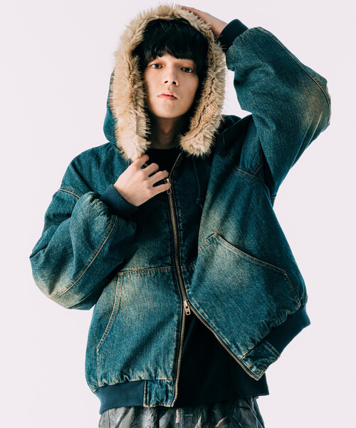 FREAK'S STORE（フリークスストア）の「【ファー脱着可能】2way フェイクファー ジップアップ 中綿 フードブルゾン/中綿ジップパーカー（ブルゾン・メンズ・ブラック/ブラウン/ブルー・MEDIUM/LARGE）」の13枚目の写真