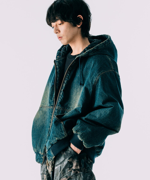 FREAK'S STORE（フリークスストア）の「【ファー脱着可能】2way フェイクファー ジップアップ 中綿 フードブルゾン/中綿ジップパーカー（ブルゾン・メンズ・ブラック/ブラウン/ブルー・MEDIUM/LARGE）」の17枚目の写真