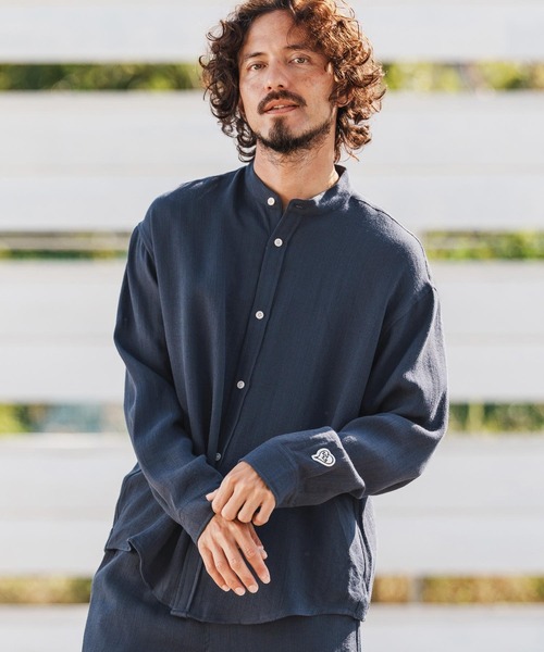 1minute 1second(ワンミニットワンセカンド)の「ms6323-long sleeve linen like shirt スタンドカラーシャツ(1M26H160)(シャツ/ブラウス・メンズ・ブラック/ネイビー/ホワイト・S/M/L/XL)」の9枚目の写真