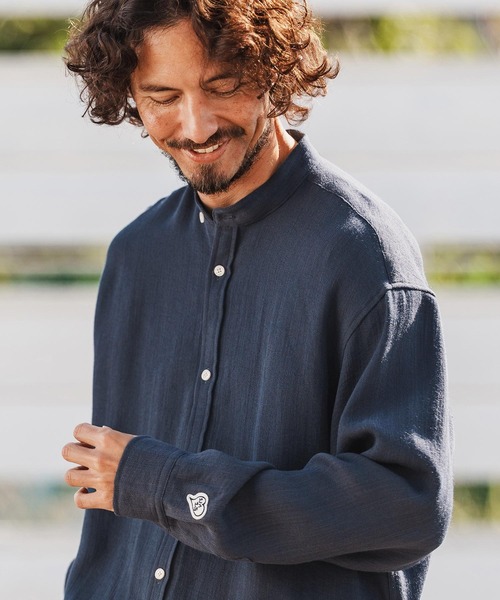 1minute 1second(ワンミニットワンセカンド)の「ms6323-long sleeve linen like shirt スタンドカラーシャツ(1M26H160)(シャツ/ブラウス・メンズ・ブラック/ネイビー/ホワイト・S/M/L/XL)」の10枚目の写真