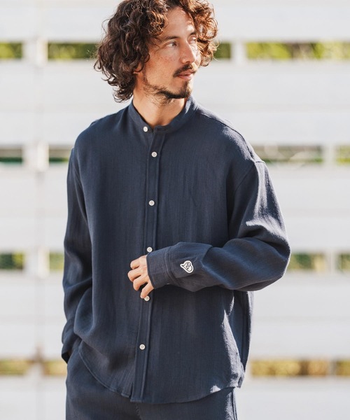 1minute 1second(ワンミニットワンセカンド)の「ms6323-long sleeve linen like shirt スタンドカラーシャツ(1M26H160)(シャツ/ブラウス・メンズ・ブラック/ネイビー/ホワイト・S/M/L/XL)」の11枚目の写真
