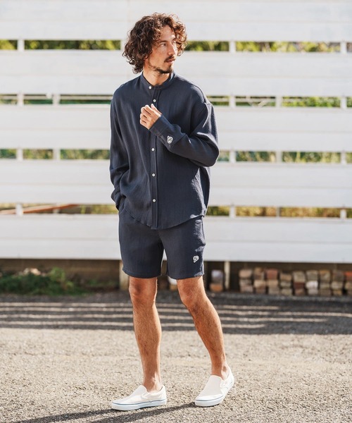 1minute 1second(ワンミニットワンセカンド)の「ms6323-long sleeve linen like shirt スタンドカラーシャツ(1M26H160)(シャツ/ブラウス・メンズ・ブラック/ネイビー/ホワイト・S/M/L/XL)」の13枚目の写真