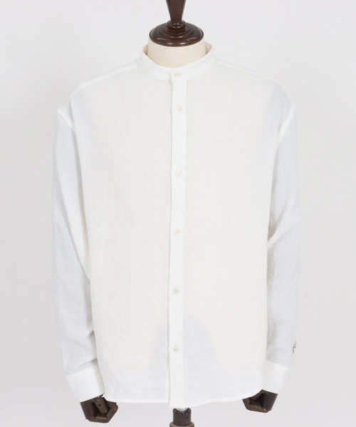 1minute 1second(ワンミニットワンセカンド)の「ms6323-long sleeve linen like shirt スタンドカラーシャツ(1M26H160)(シャツ/ブラウス・メンズ・ブラック/ネイビー/ホワイト・S/M/L/XL)」の19枚目の写真