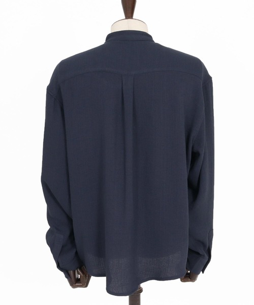 1minute 1second(ワンミニットワンセカンド)の「ms6323-long sleeve linen like shirt スタンドカラーシャツ(1M26H160)(シャツ/ブラウス・メンズ・ブラック/ネイビー/ホワイト・S/M/L/XL)」の22枚目の写真