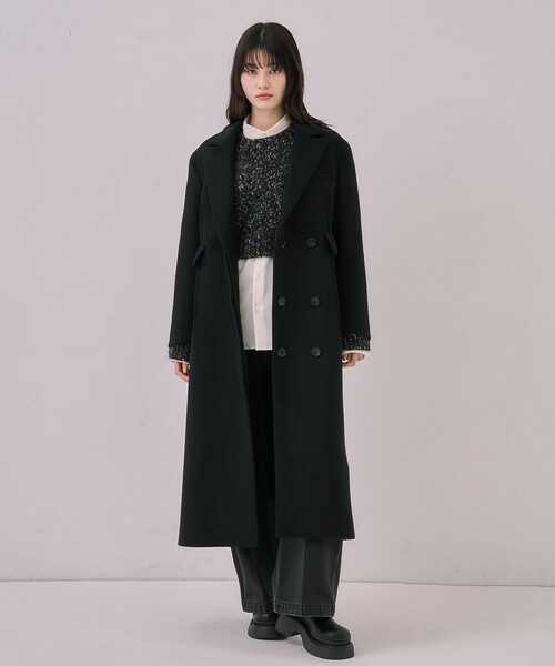 UNITED TOKYO(ユナイテッドトウキョウ)の「マキシチェスターコート|オフィスカジュアル/オケージョン/保温/冬服(チェスターコート・レディース・ブラック/ベージュ・1/2)」の16枚目の写真