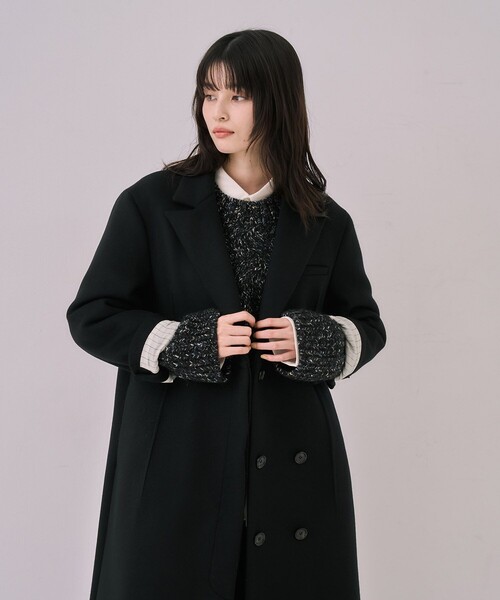 UNITED TOKYO(ユナイテッドトウキョウ)の「マキシチェスターコート|オフィスカジュアル/オケージョン/保温/冬服(チェスターコート・レディース・ブラック/ベージュ・1/2)」の19枚目の写真