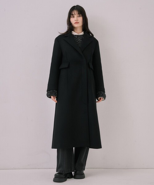 UNITED TOKYO(ユナイテッドトウキョウ)の「マキシチェスターコート|オフィスカジュアル/オケージョン/保温/冬服(チェスターコート・レディース・ブラック/ベージュ・1/2)」の20枚目の写真