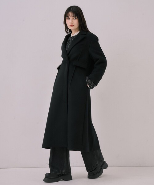 UNITED TOKYO(ユナイテッドトウキョウ)の「マキシチェスターコート|オフィスカジュアル/オケージョン/保温/冬服(チェスターコート・レディース・ブラック/ベージュ・1/2)」の21枚目の写真