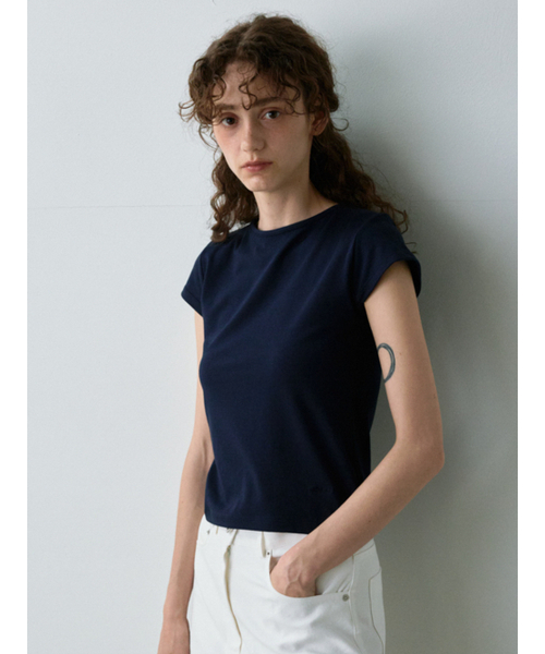 NOEUD(ノウドゥ)の「Geek cap sleeve T-shirt (Navy)(Tシャツ/カットソー・レディース・その他・FREE)」の2枚目の写真