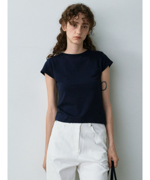 NOEUD(ノウドゥ)の「Geek cap sleeve T-shirt (Navy)(Tシャツ/カットソー・レディース・その他・FREE)」の3枚目の写真