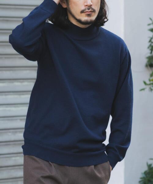 ITEMS URBANRESEARCH(アイテムズ アーバンリサーチ)の「SILK×WOOL MIX ハイネックセーター(ニット/セーター・メンズ・ブラック/バーガンディー/ネイビー・MEDIUM/LARGE)」の2枚目の写真